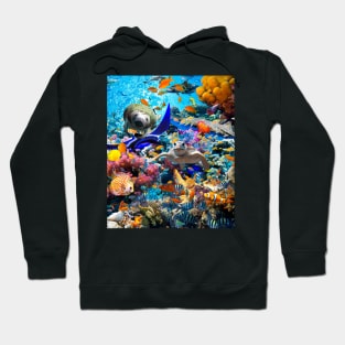 Ocean Dolphin Shark Turtle Coral Sea Fish Orca Whale Reef Hoodie